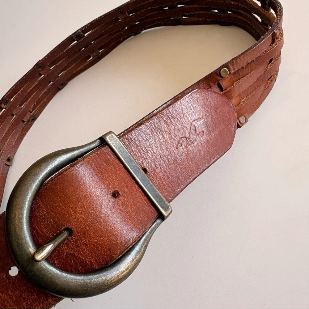 Hollister Brown Leather Fence Lap Belt
